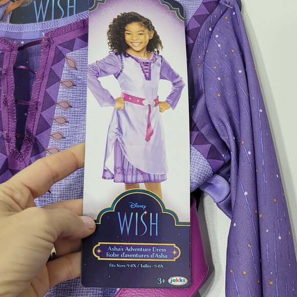 Disney NEW Girl's Purple Belt Long Sleeve Wish Asha's Adventure Midi Dress 4-6X - Picture 5 of 7